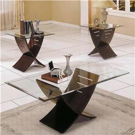 3 Pack Occasional Table Group with Glass Top